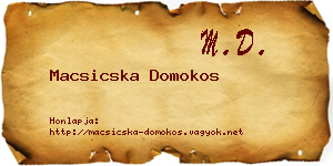 Macsicska Domokos névjegykártya